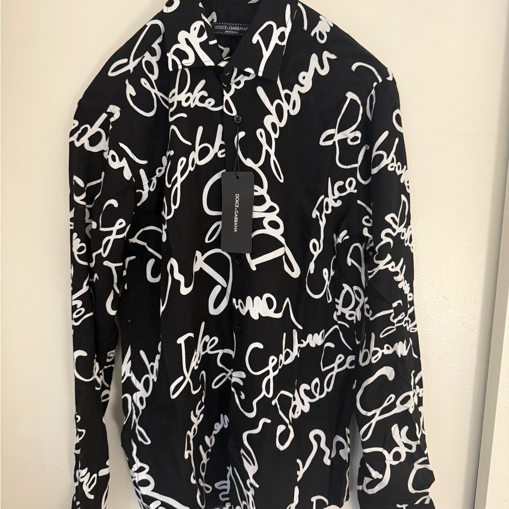 Dolce & Gabbana Black Shirt with White Script